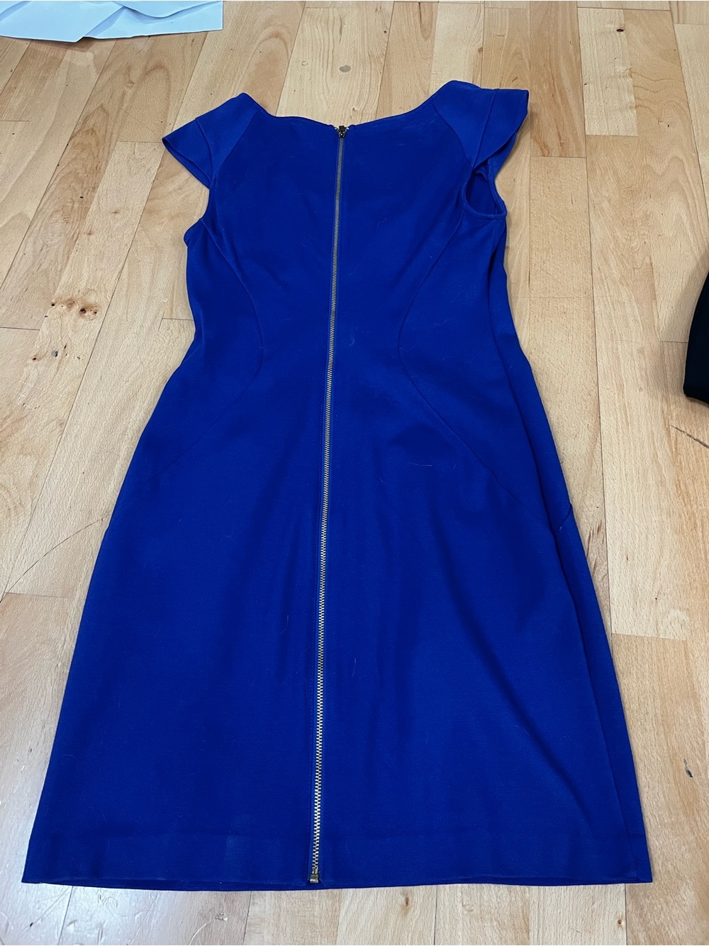 Express Royal Blue Cap Sleeve Midi Dress with Back Zip